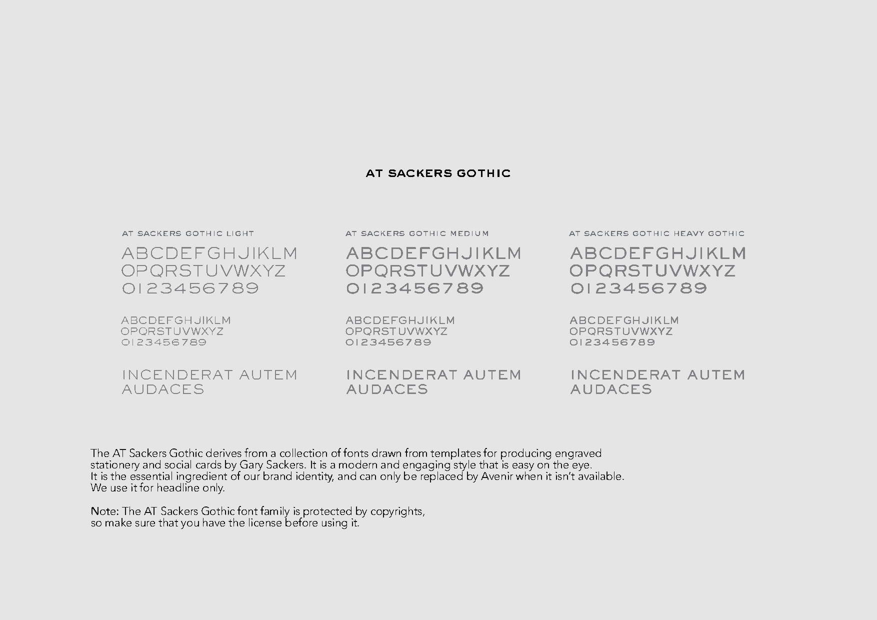 AT Sackers Gothic headline typography