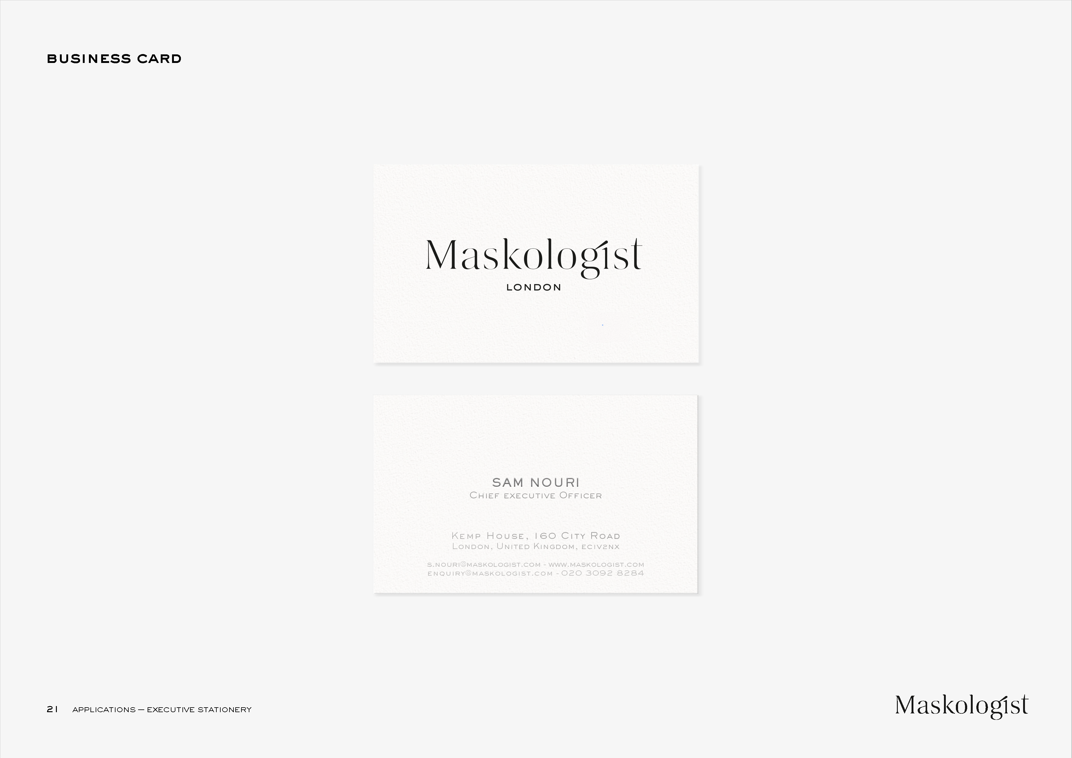 Maskologist business cards