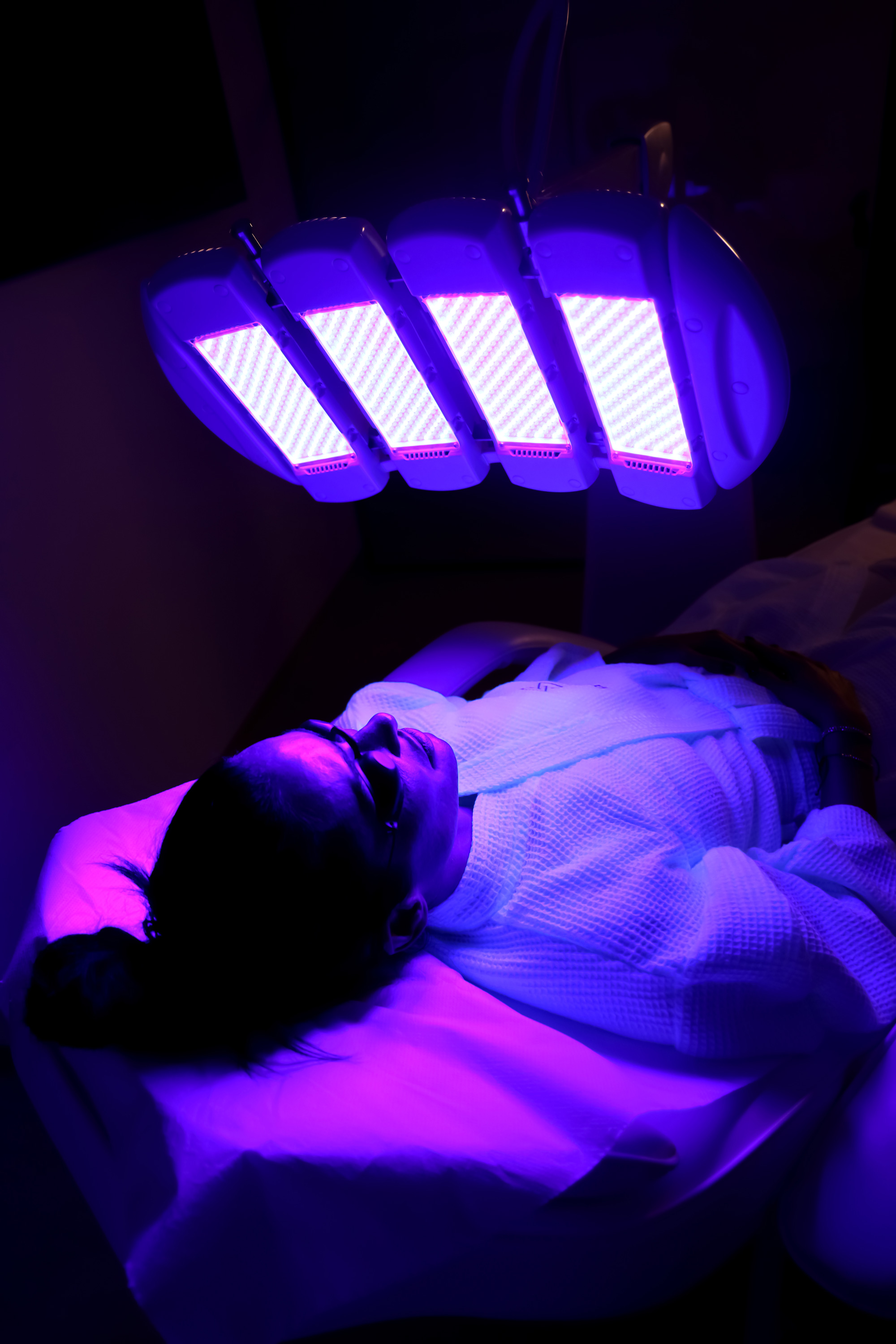 LED light therapy treatment - purple lights